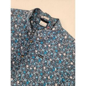 Columbia Rapid Rivers Printed Short Sleeve Shirt Large Blue Floral Button Down